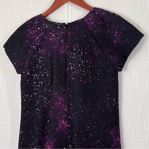 Club Monaco Black Ophelia Galaxy Space Print Silk Shift Dress Size 00 - Picture 15 of 16